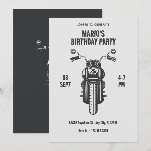 Invitación Icono de motocicleta de época (Anverso / Reverso)