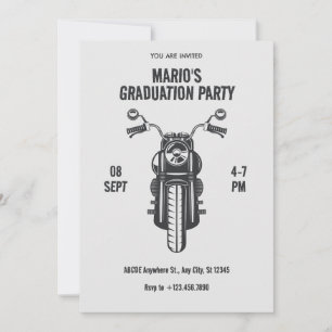 Invitación Icono de motocicleta de época Fiesta de graduación
