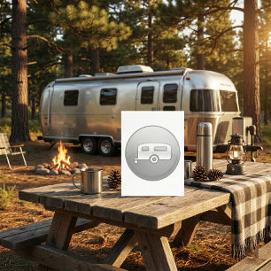 Invitación Icono de remolque de campamento plateado RV minima