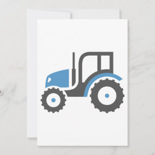 Invitación Icono de Tractor Agrícola Azul y Gris