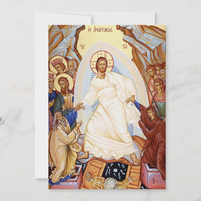 Invitación Icono ortodoxo de la Resurrección de la Anastasis (Anverso)