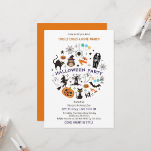 Invitación Iconos de Esqueleto de Fiesta de Halloween Espeluz