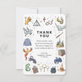Invitación Iconos de Harry Potter Cumpleaños Gracias