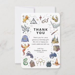 Invitación Iconos de Harry Potter Cumpleaños Gracias
