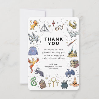 Invitación Iconos de Harry Potter Cumpleaños Gracias