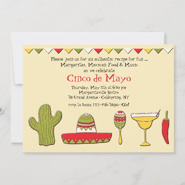 Invitación Iconos mexicanos Cinco de Mayo (Anverso)