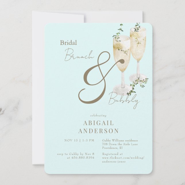 Invitación Icy Blue Bridal Brunch & Bubbly Shower (Anverso)