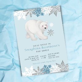 Invitación Icy Blue Polar Bear Baby Shower