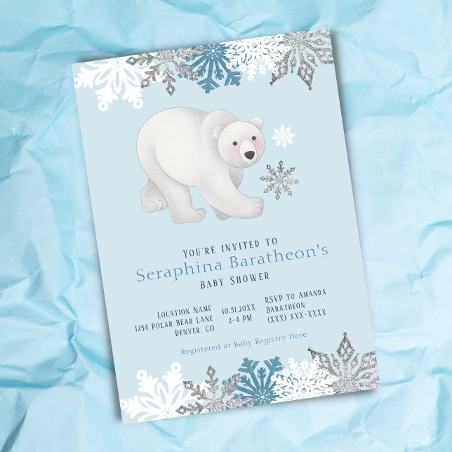 Invitación Icy Blue Polar Bear Baby Shower (Subido por el creador)