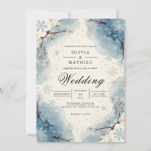 Invitación Icy Blue Snowflakes Winter Wedding