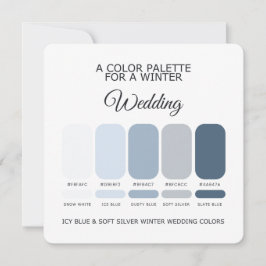 Invitación Icy Blue Soft Silver Winter Wedding Palette Card