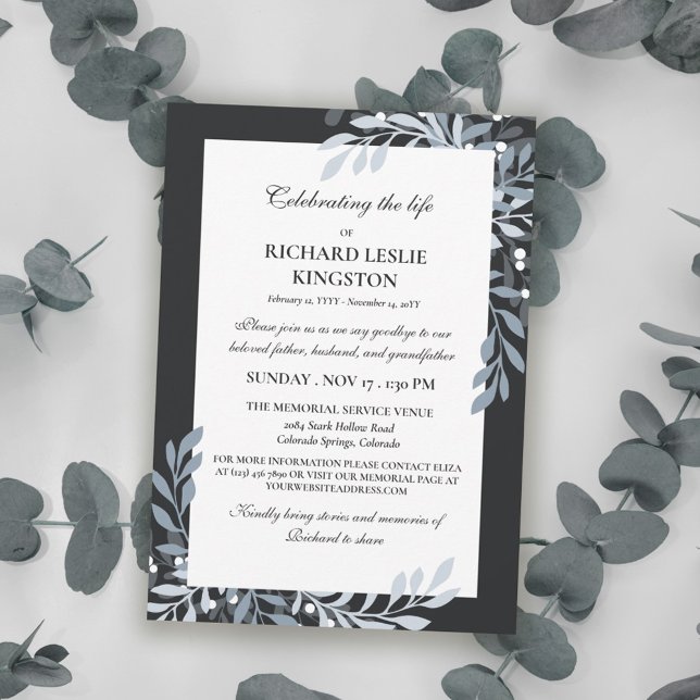 Invitación Icy Greenery & White Berries Life Celebration (Subido por el creador)