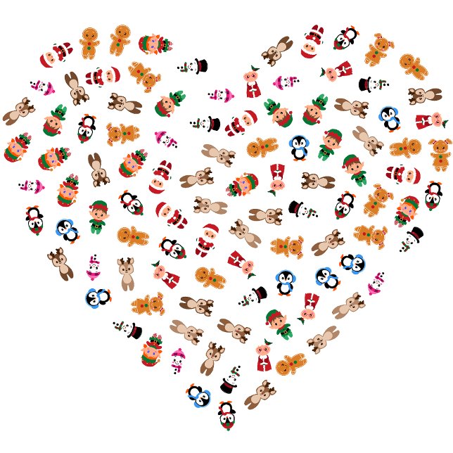 Invitación Icy lo que hiciste ahí, Funny (Holiday-themed heart pattern filled with festive details like snowflakes, holly, candy can)
