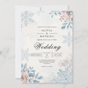 Invitación Icy Petal Winter Floral Boda