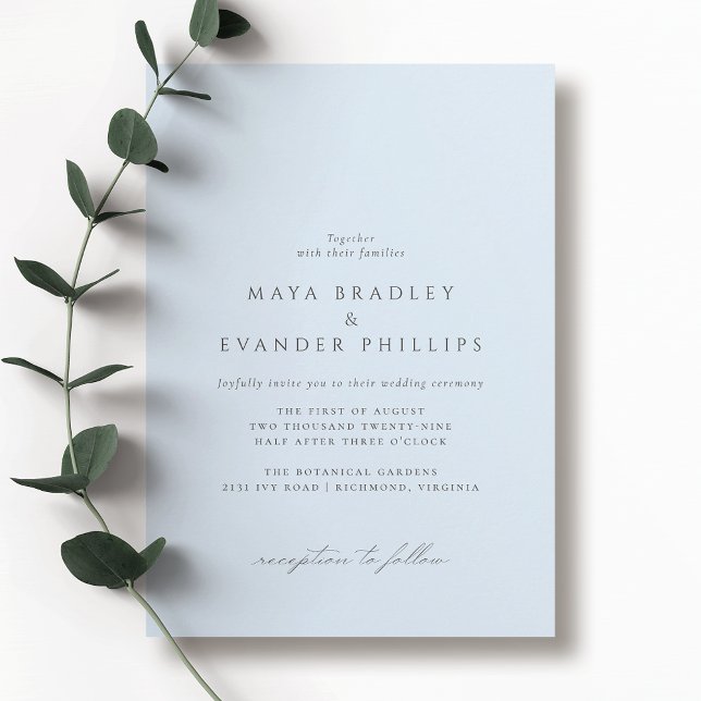 Invitación Icy Soft Blue | Boda Minimalista Airy Elegant (Subido por el creador)