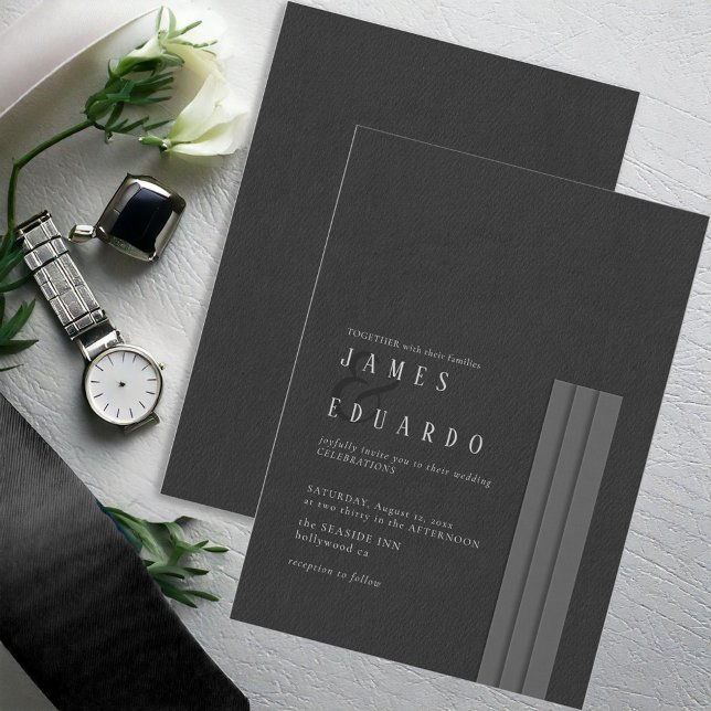 Invitación ID1090 del Boda blanco y negro a medida (Subido por el creador)