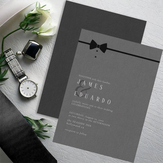 Invitación ID1090 del Boda de corbata negro a medida (Subido por el creador)