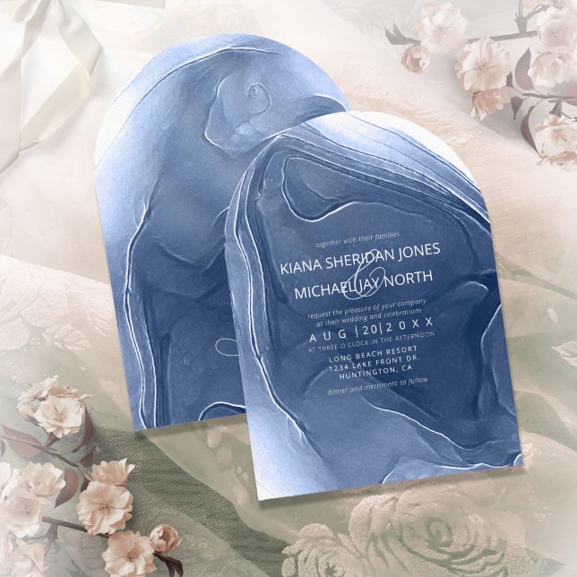 Invitación ID762 del arco azul del Boda de flujo de tinta (Subido por el creador)