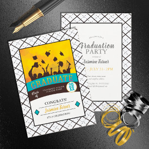 Invitación ID893 del partido de graduación fuera de mayúscula