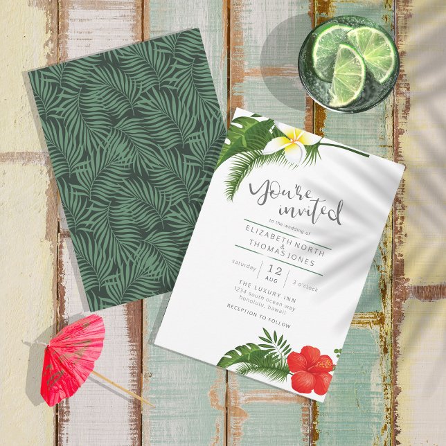Invitación Id. de boda de destino floral tropical475 (Subido por el creador)