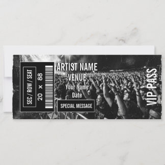 Invitación Idea de regalo de entrada de concierto personaliza