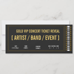 Invitación Idea de regalo de revelación de entrada de concier