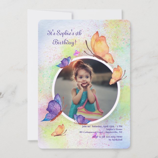 Invitación ideal de la foto de la mariposa (Anverso)