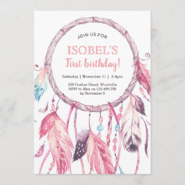 Invitación ideal rosada colorida del cumpleaños