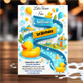 Invitación Ideal Splash Bubbles Summer Duck Espuma 1º cumplea