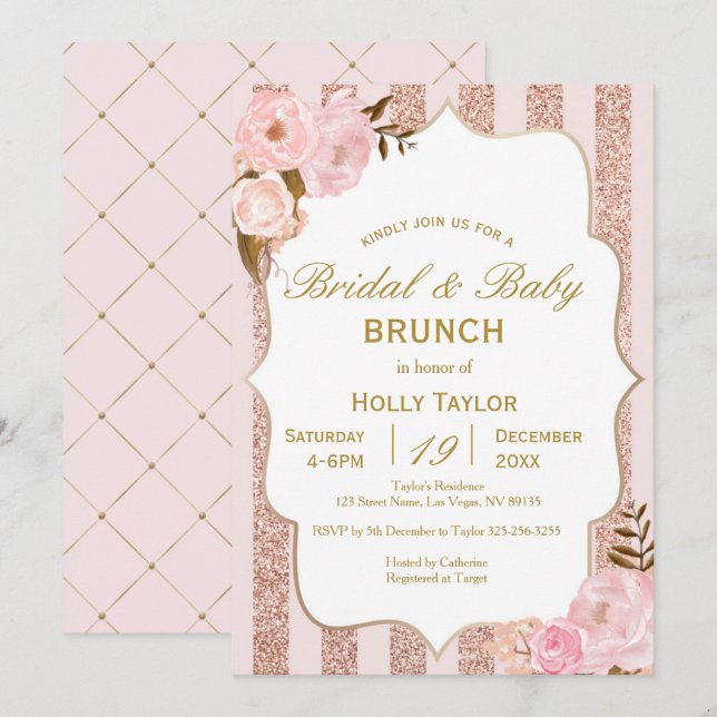 Invitación Ideas combinadas Baby Shower y Bridal Shower (Anverso / Reverso)