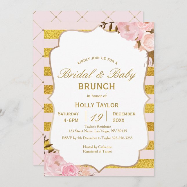 Invitación Ideas combinadas Baby Shower y Bridal Shower (Anverso / Reverso)