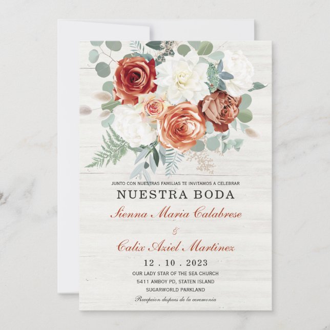Invitación Ideas de Boda de Terracota en Español (Anverso)