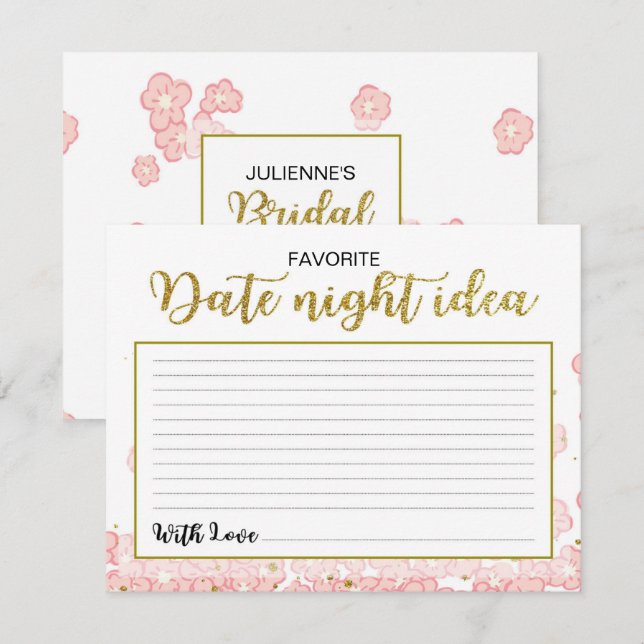 Invitación Ideas de la noche del día | Floral Purpurina rosa  (Anverso / Reverso)