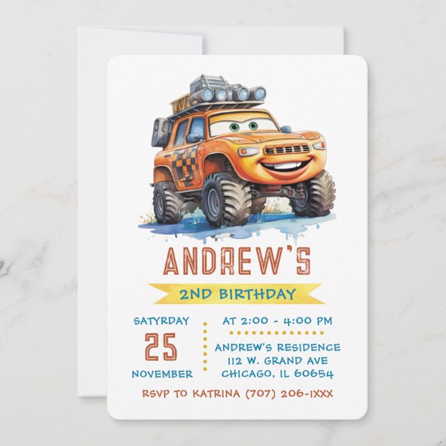 Invitación Ideas impresas para una fiesta de cumpleaños de un (Anverso)