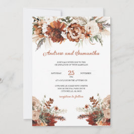 Invitación Ideas para Bodas de Naranja Quemado y Verde