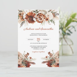 Invitación Ideas para Bodas de Naranja Quemado y Verde