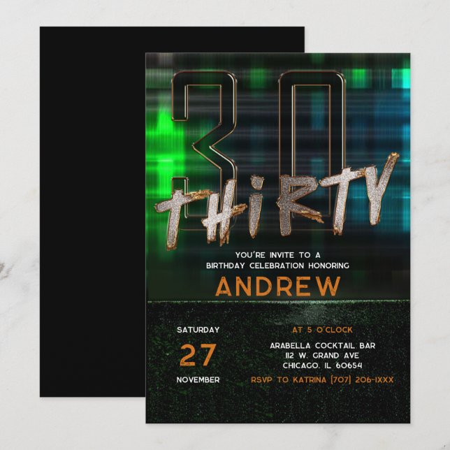 Invitación Ideas para la fiesta de cumpleaños número 30 para  (Anverso / Reverso)