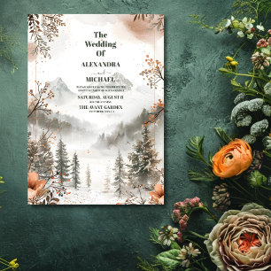Invitación Idílico Boda de la Selva Invernal de la Montaña