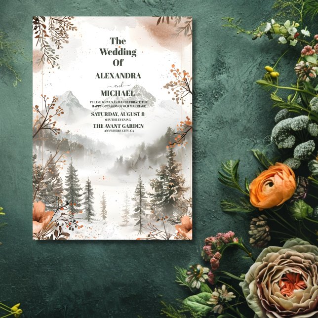 Invitación Idílico Boda de la Selva Invernal de la Montaña (Subido por el creador)