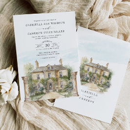 Invitación Idílico Mano Inglés Clásico Boda de Destino