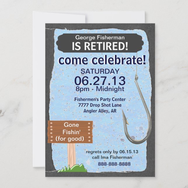 Invitación "Ido a pescar" la celebración reservada (Anverso)