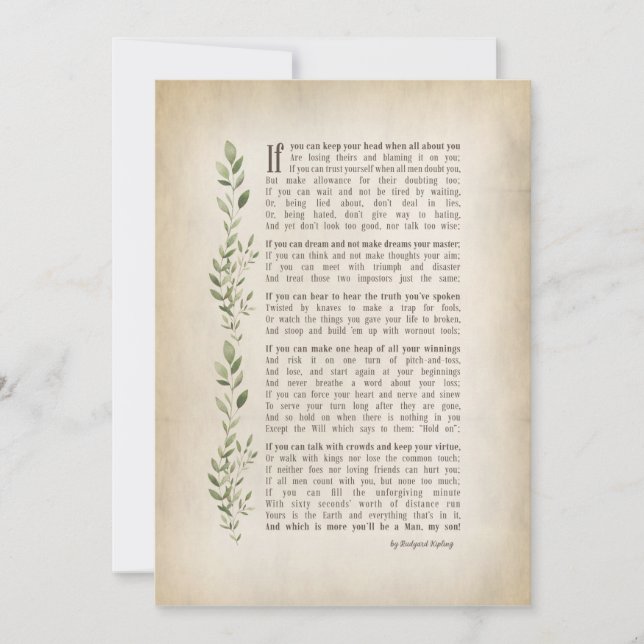 Invitación IF, poema inspirado de Rudyard Kipling (Anverso)