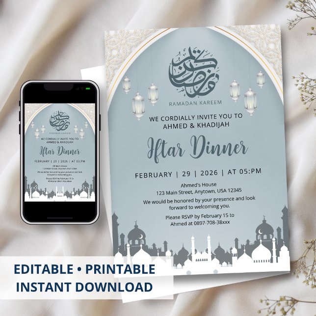 Invitación Iftar Arco Islámico y Linternas Ramadan (Subido por el creador)