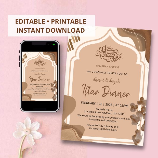 Invitación Iftar de Arco Islámico Moderno Boho Tono Tierra (Subido por el creador)
