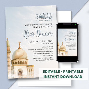 Invitación Iftar de la Mezquita Dorada acuarela de