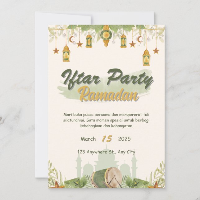 Invitación Iftar fiesta ramadan (Anverso)