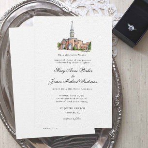 Invitación Iglesia al acuarela Boda tradicional