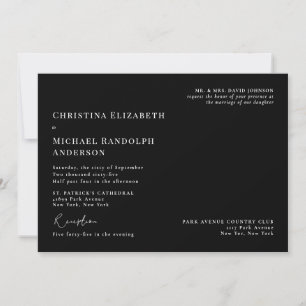 Invitación Iglesia Boda Blanco y Negro Dos Lugares