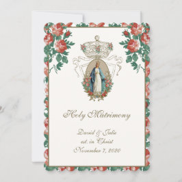 Invitación Iglesia Católica Boda Floral Recepción combinada