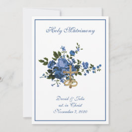 Invitación Iglesia Católica Boda Floral Recepción combinada